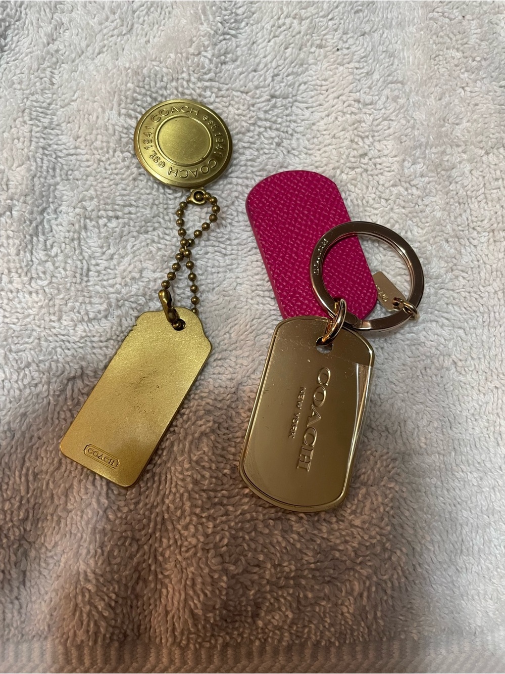 Coach keychain and dog tag